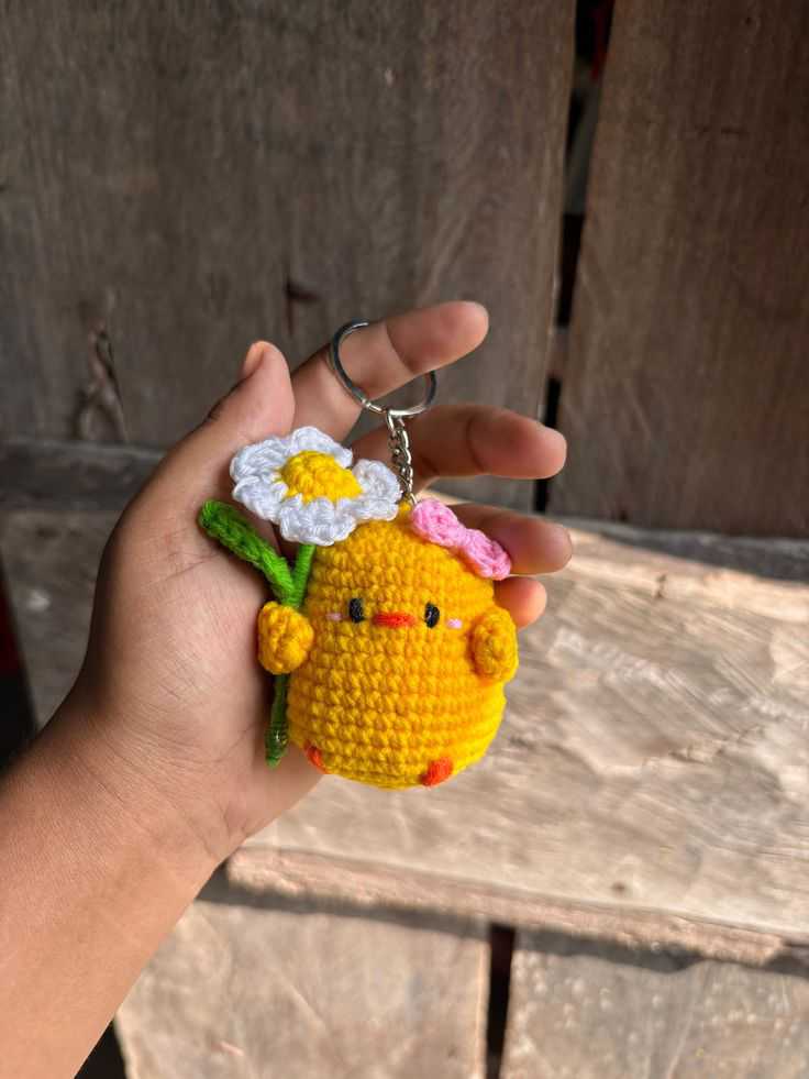Handmade Kushikata Murgi-Chana Keychain — Yellow Chick School Bag Charm