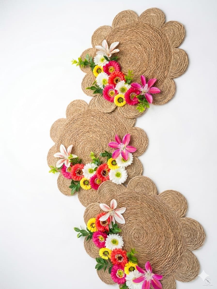 Hand-Woven Floral Kaaash Plate — 36 inch Wedding Centerpiece