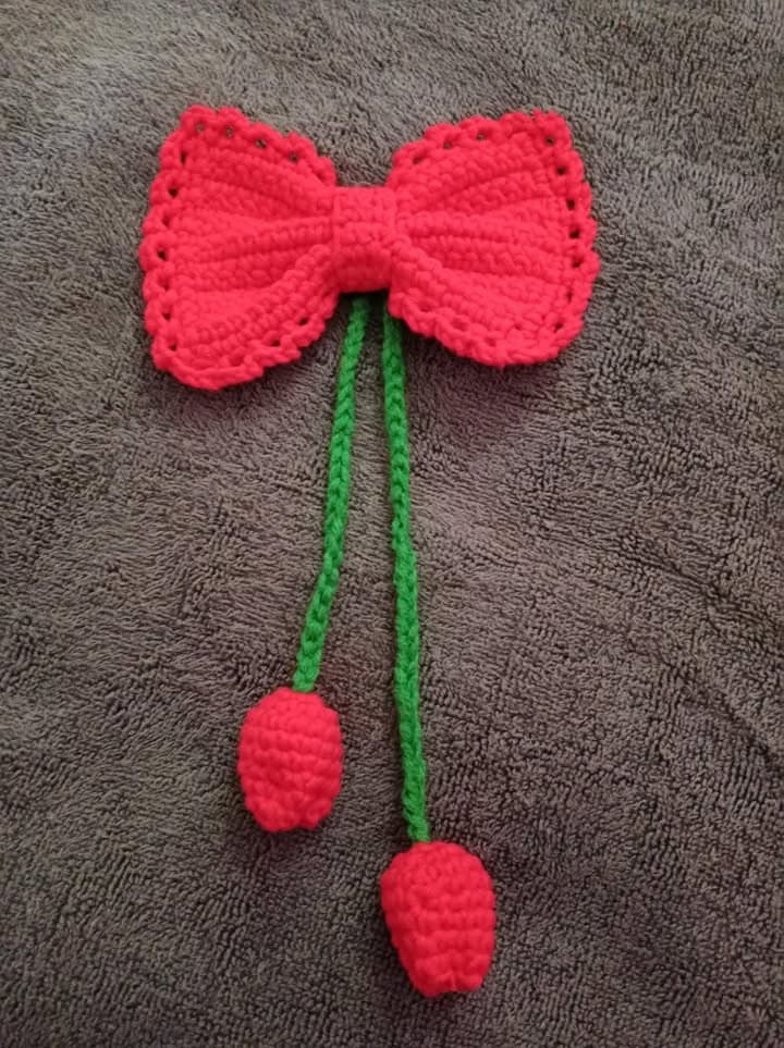 Large Red Crochet Bow — Statement Hair Accessory
