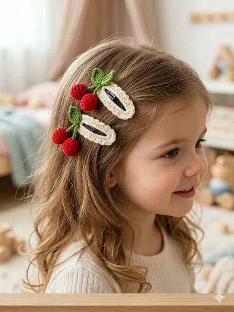 Red Cherry Hair Clips — Styled Pair